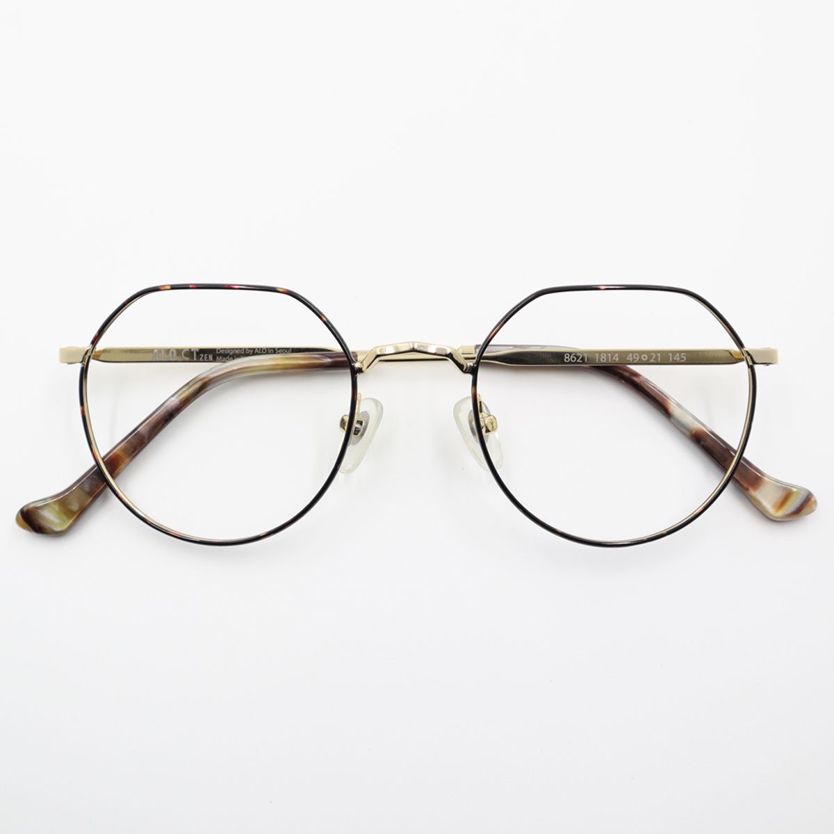 알로아이웨어(ALO EYEWEAR) [ALO:CTZEN] CI8621 1814G 크라운판토 라운드 안경테 레오파드/골드