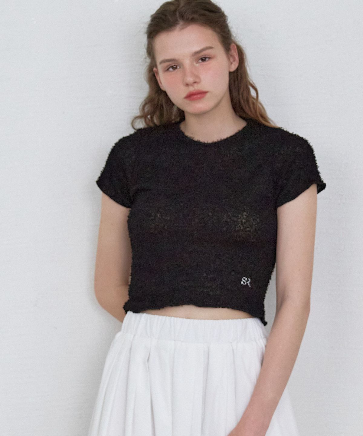 쏘이르(SO IR) TERRY CROP TOP - BLACK