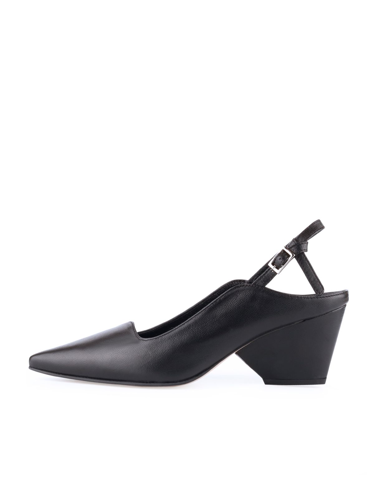 꼼므지(COMMEGEE) Asymmetric wave sling-back shoes / CG1021BK