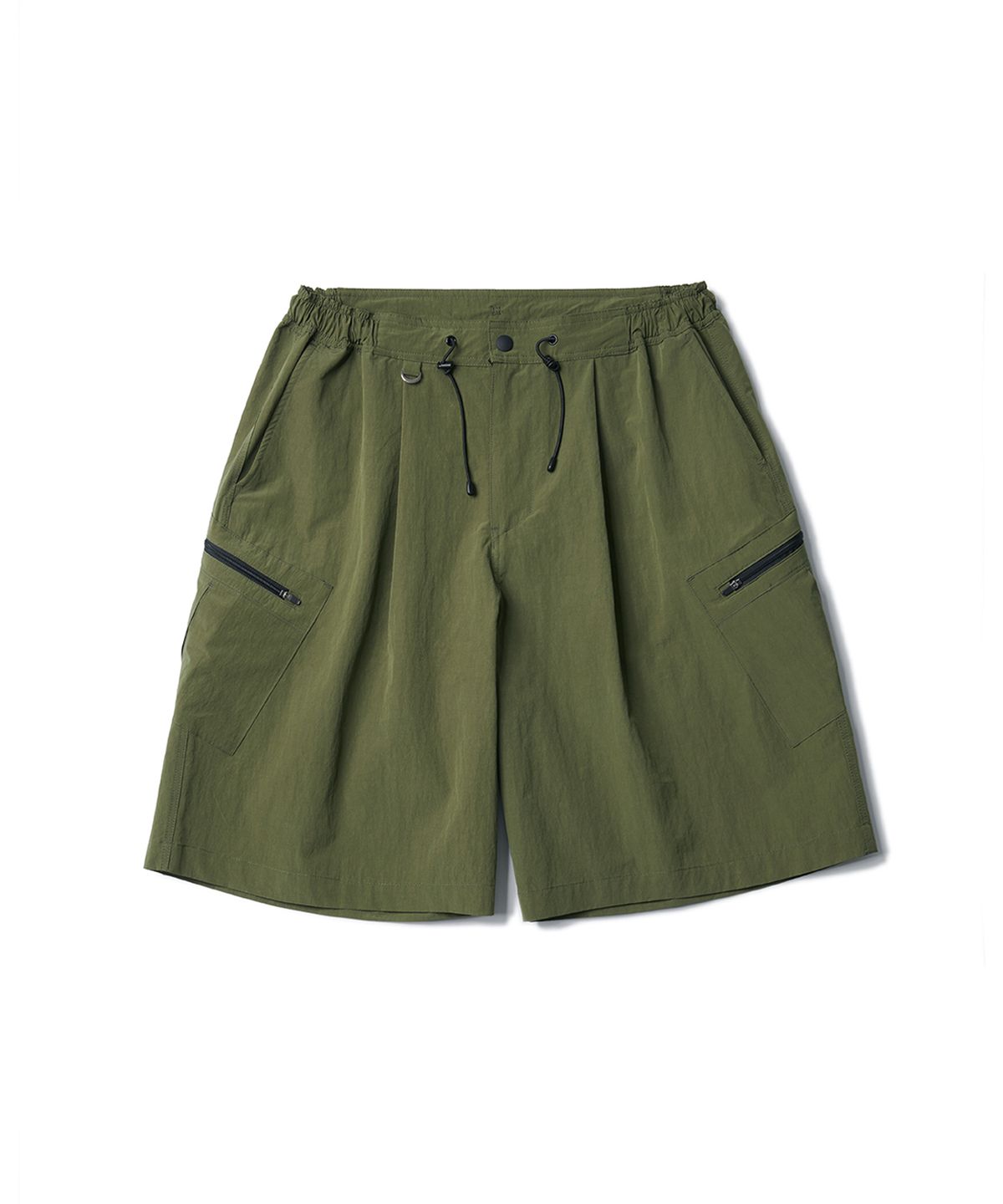 라모랭(RAMOLIN) Pleated Runner Shorts Olive Drab
