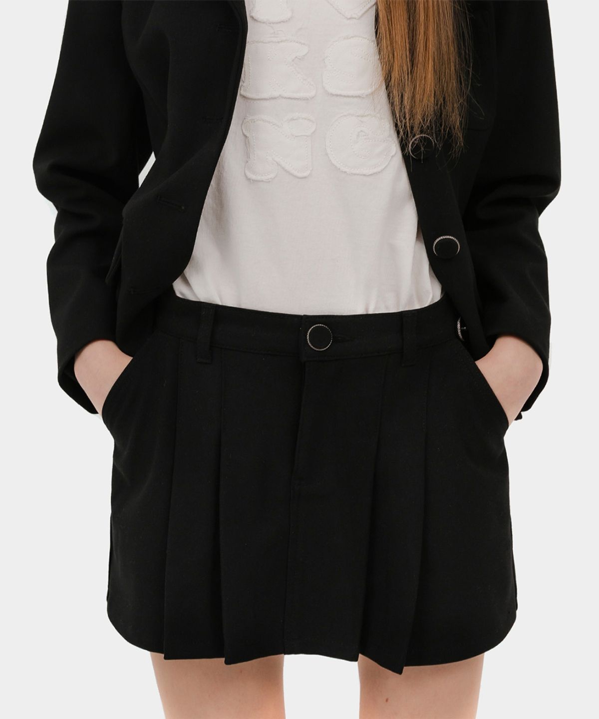 키시닝(KISYNING) KISY logo pleats skirt (black)