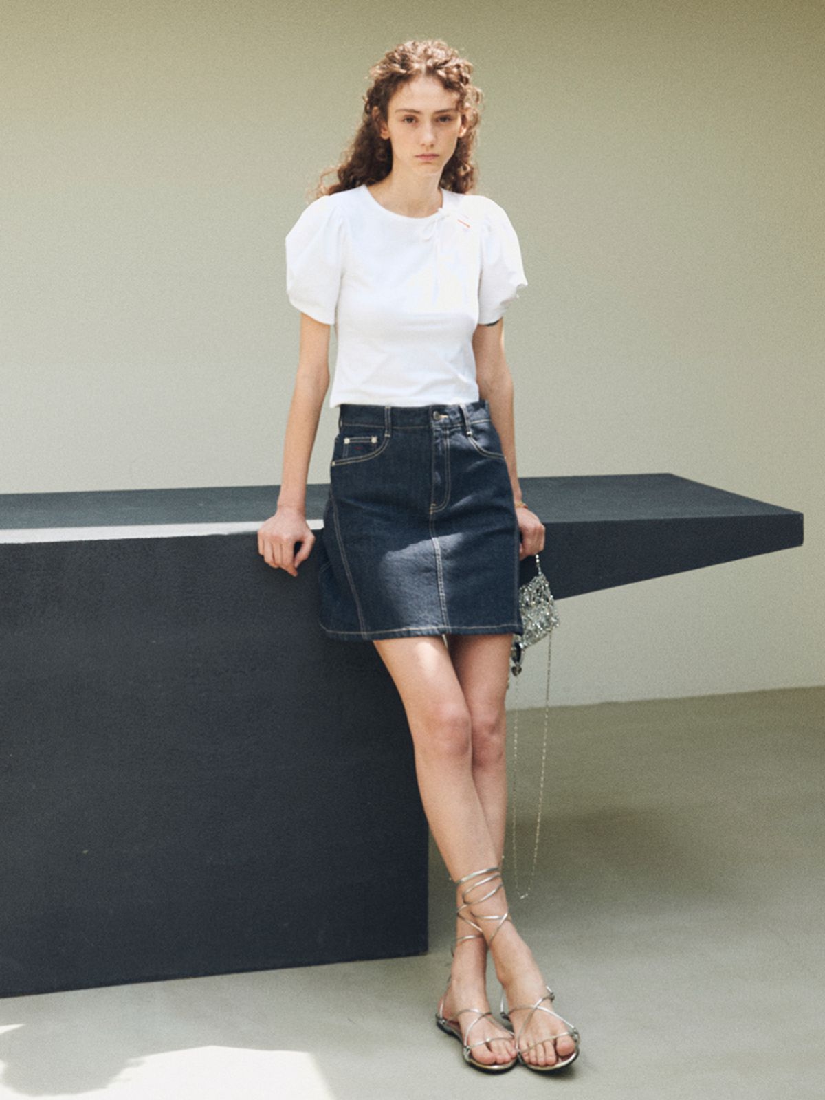 오앨(OUEL) DENIM MINI SKIRT_INDIGO