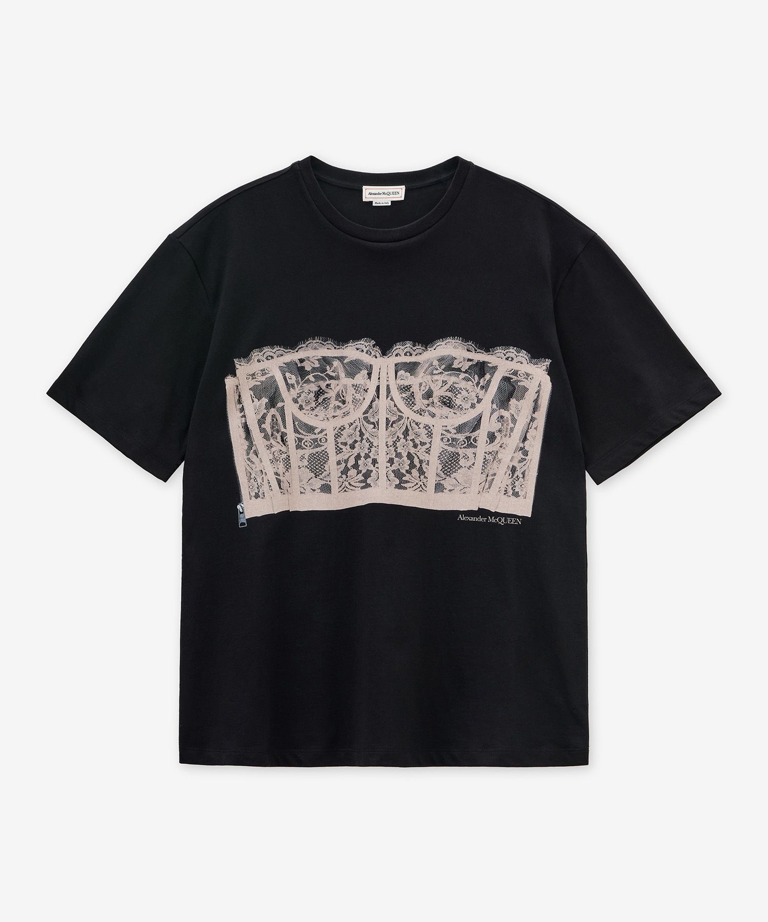 関税込★Alexander mcqueen★LACE CORSET SHORT SLEEVE T SHIRT MUSINSA | ALEXANDER McQUEEN Lace corset short sleeve T-shirt