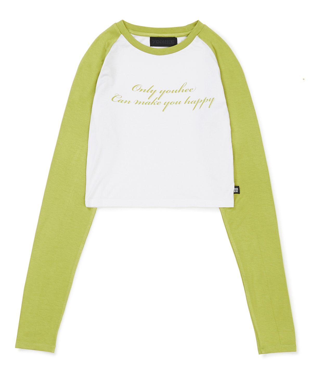 유희(YOUHEE) REGLAN LETTERING LONG SLEEVE LIME