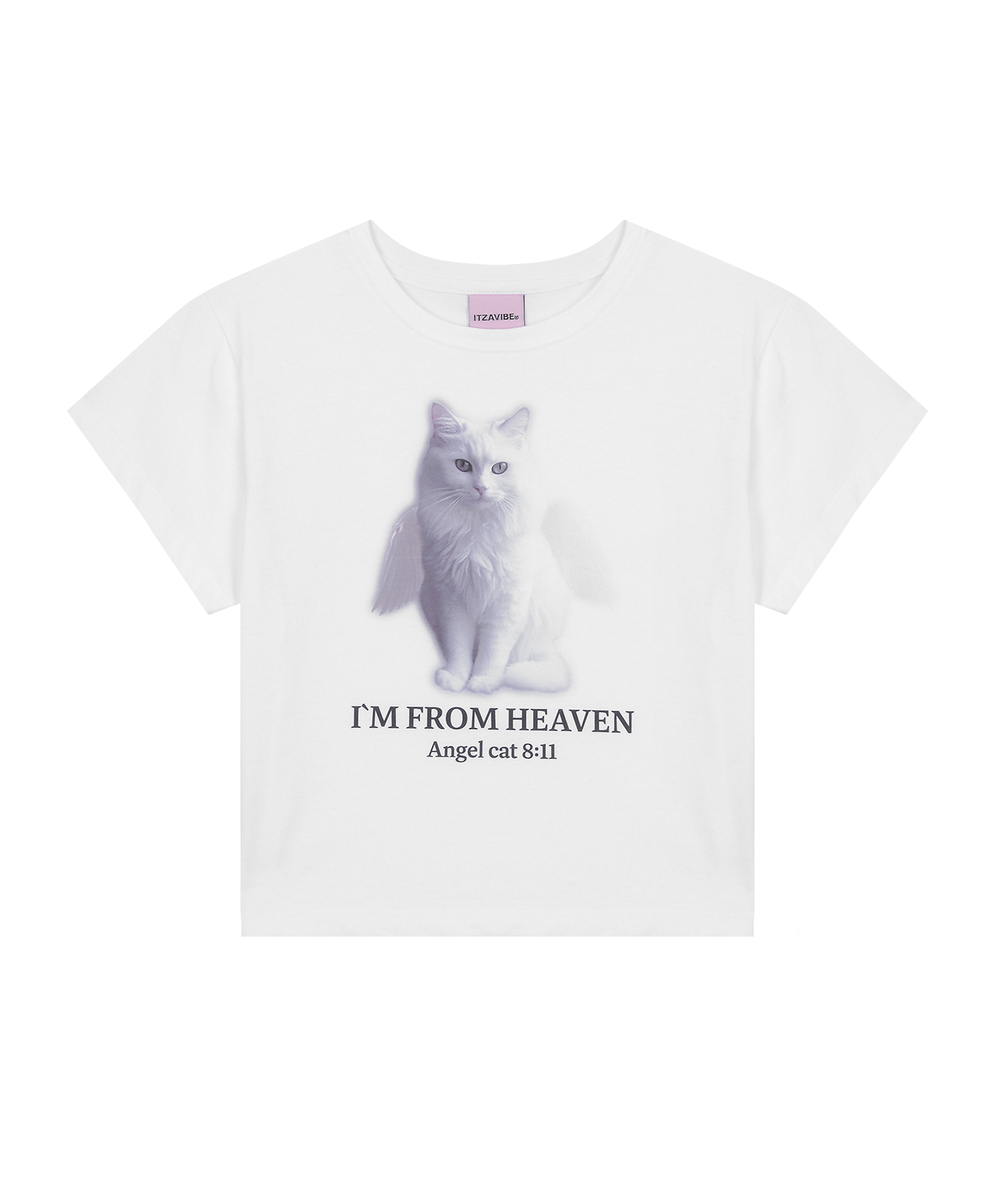 ITZAVIBE★韓国アイドル着用★ ANGEL CAT T SHIRT VER.3 Angel Cat T-Shirt_WH - ITZAVIBE