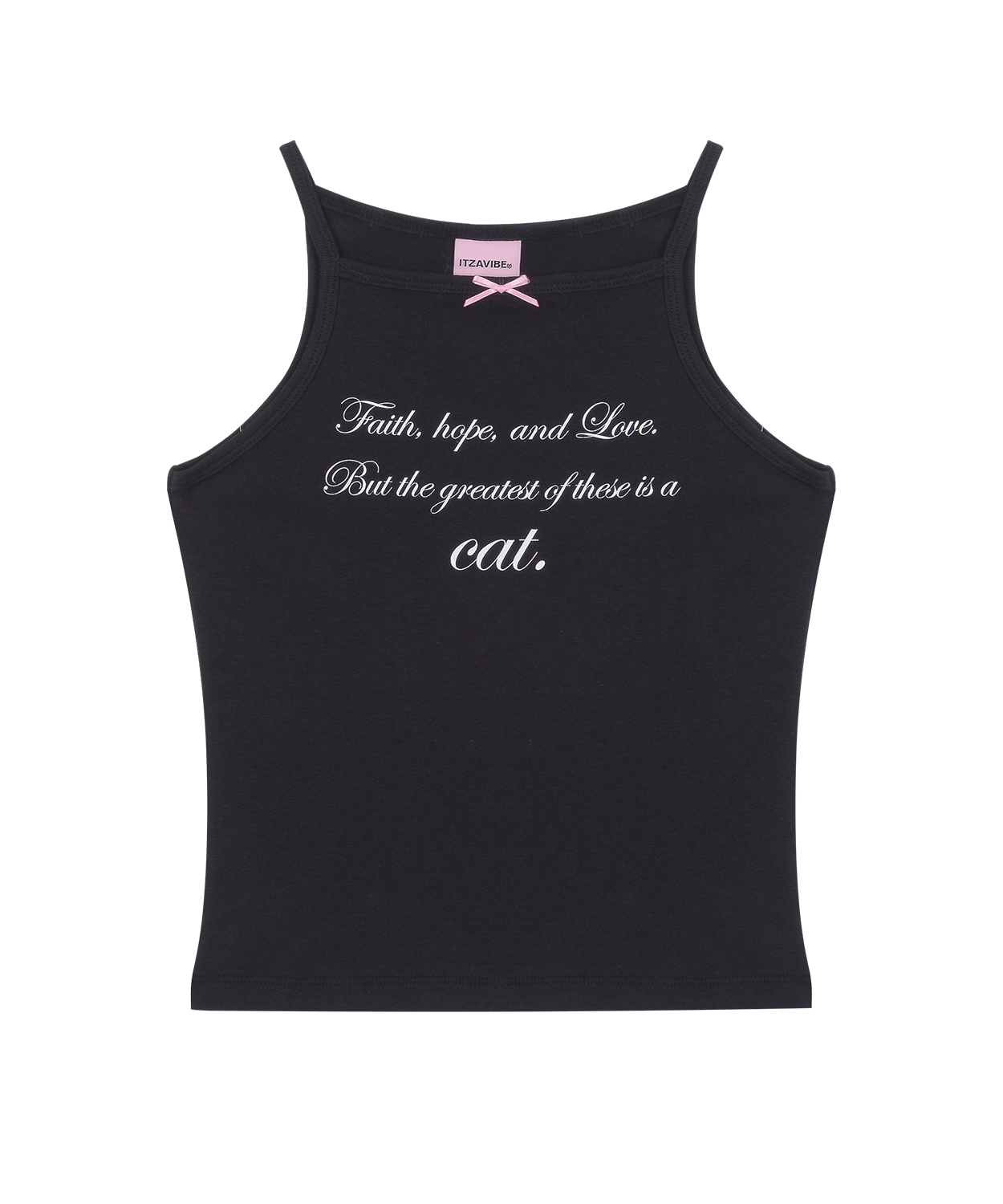 ◆ITZAVIBE◆ CAT SAYING SLEEVELESSBLACK IBB23WT14BK CAT SAYING SLEEVELESS_BLACK - ITZAVIBE | 60% - Asian Fashion