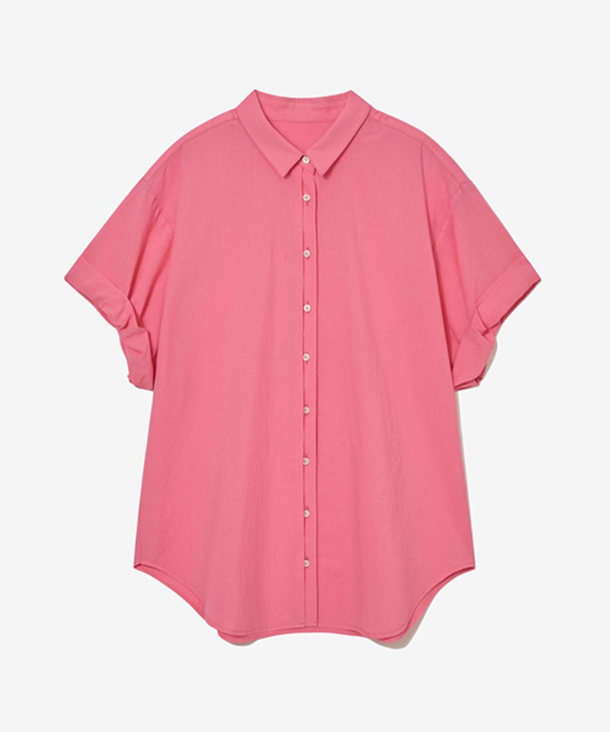 레이디 볼륨(LADY VOLUME) COTTON SLEEVE ROLL-UP SHIRT_PINK