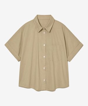 ONE POCKET HALF SLEEVE SHIRT_DARK BEIGE