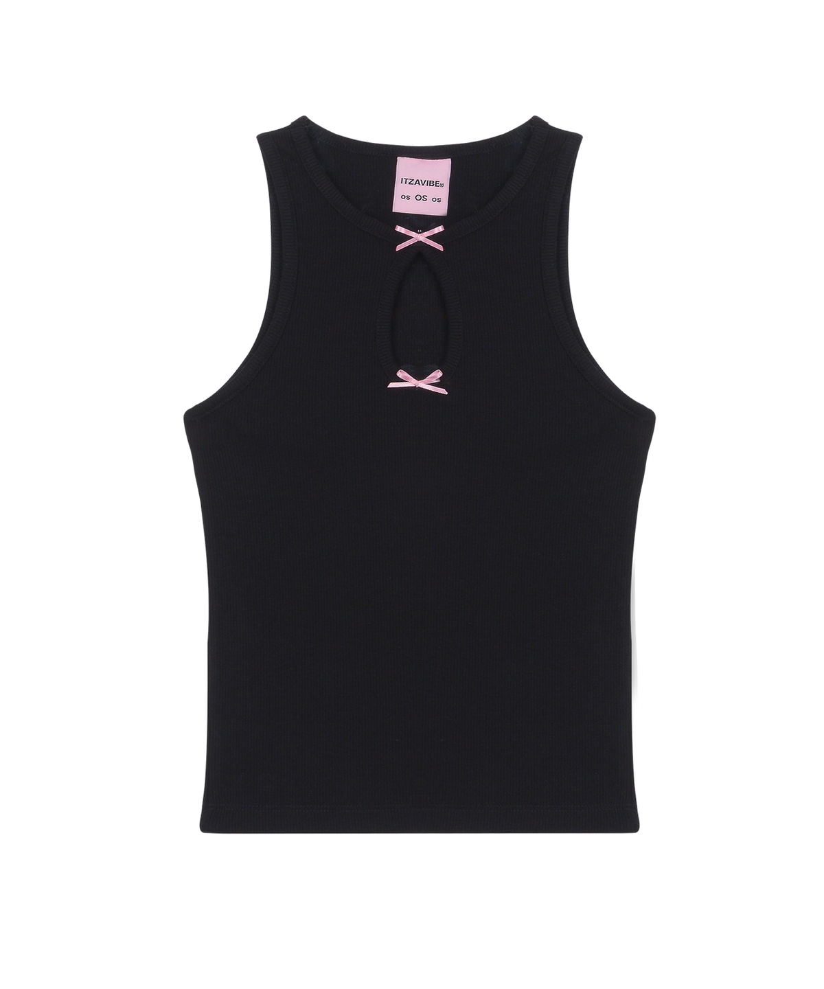잇자바이브(ITZAVIBE) RIBBON SLEEVELESS TOP_BLACK