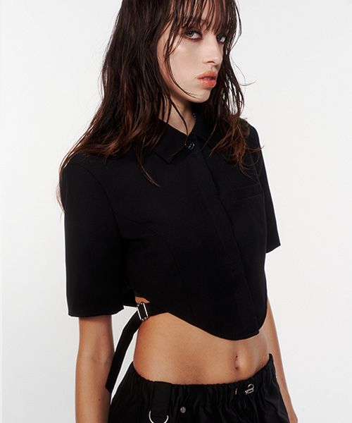 【NOT KNOWING】Bustier Belted Crop Jacket MUSINSA | NOTKNOWING Bustier Belted Crop Jacket (BLACK)
