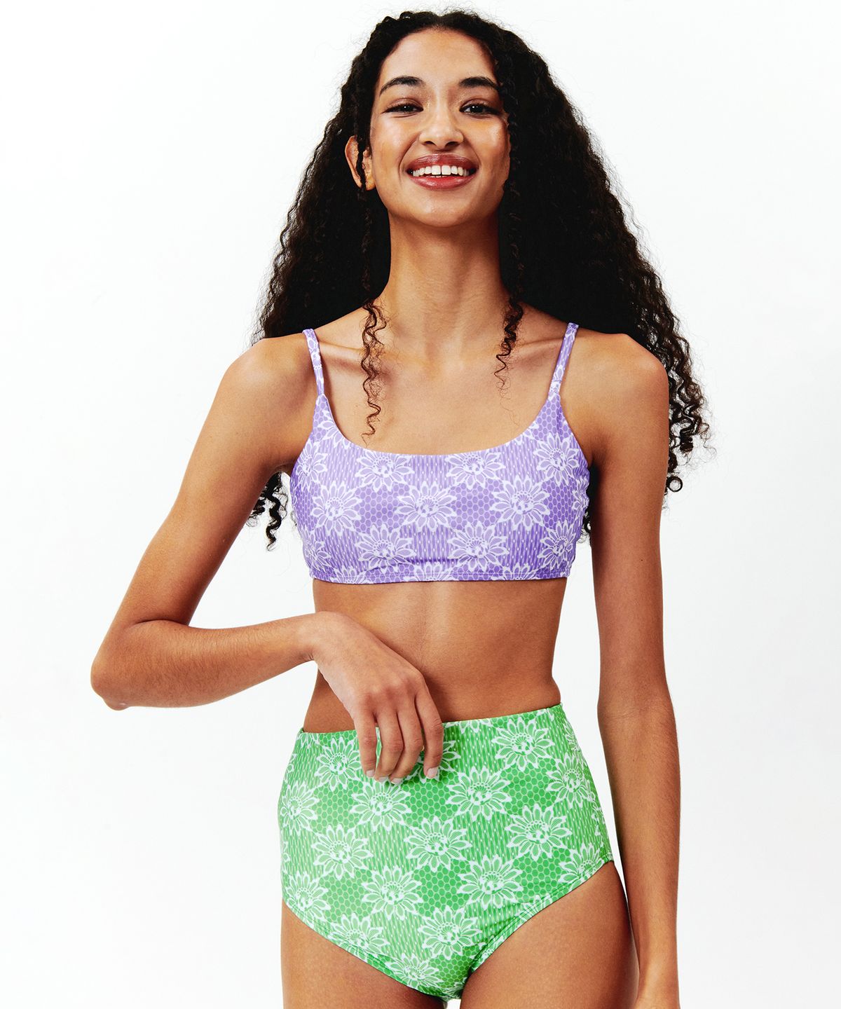 딜라잇풀(DELIGHTPOOL) Floral Lace BIKINI Top - Dusty Lilac