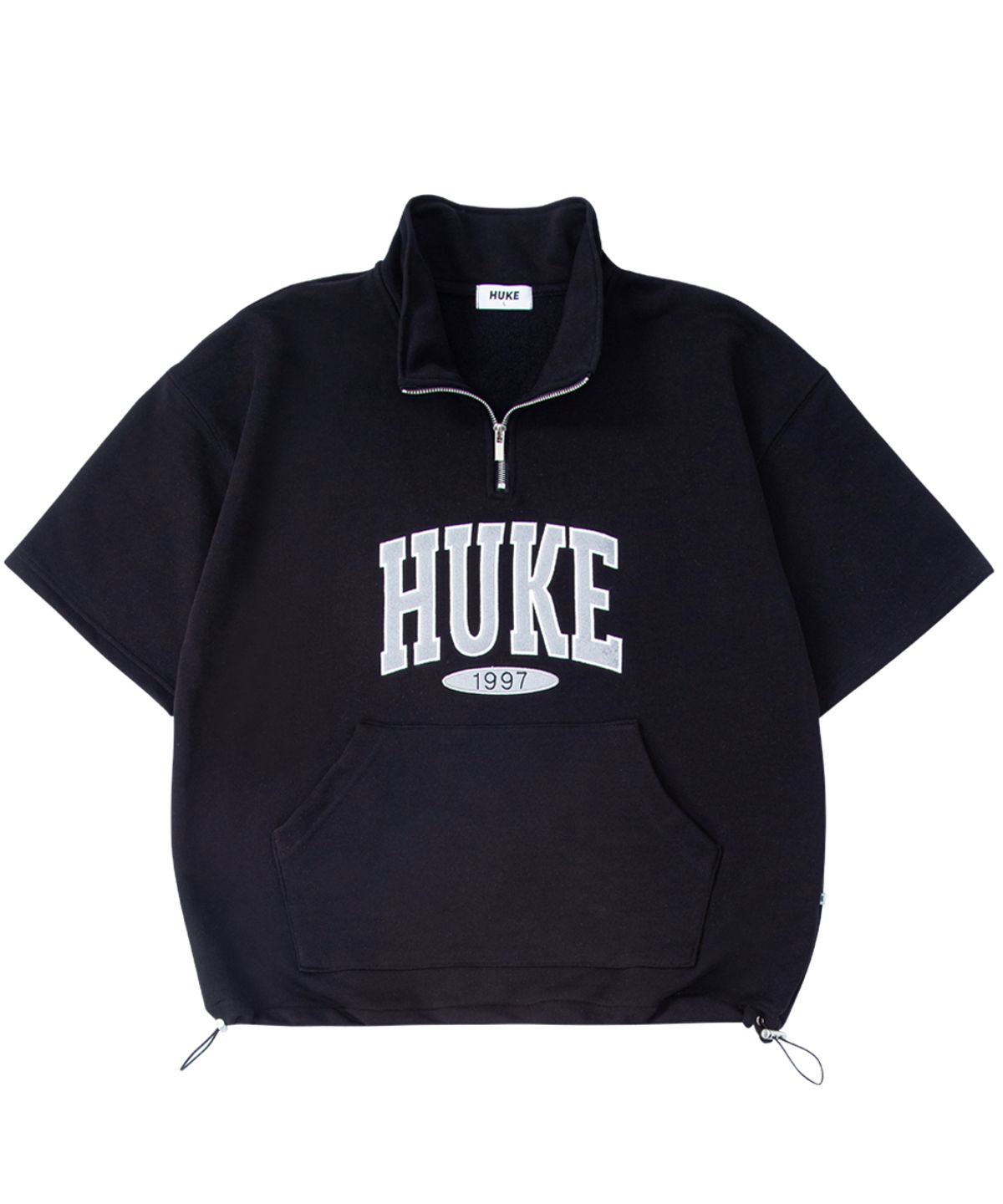 후크(HUKE) 로고 스케이트 1/2 반집업 티셔츠 (블랙)