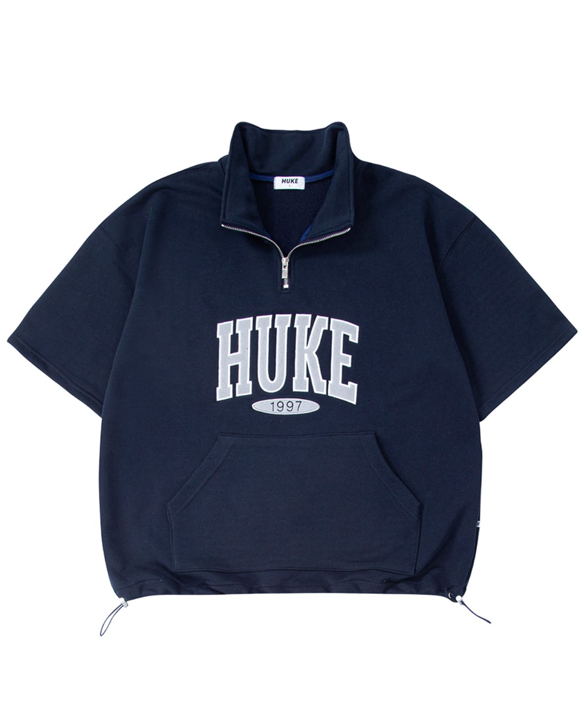 후크(HUKE) 로고 스케이트 1/2 반집업 티셔츠 (네이비)