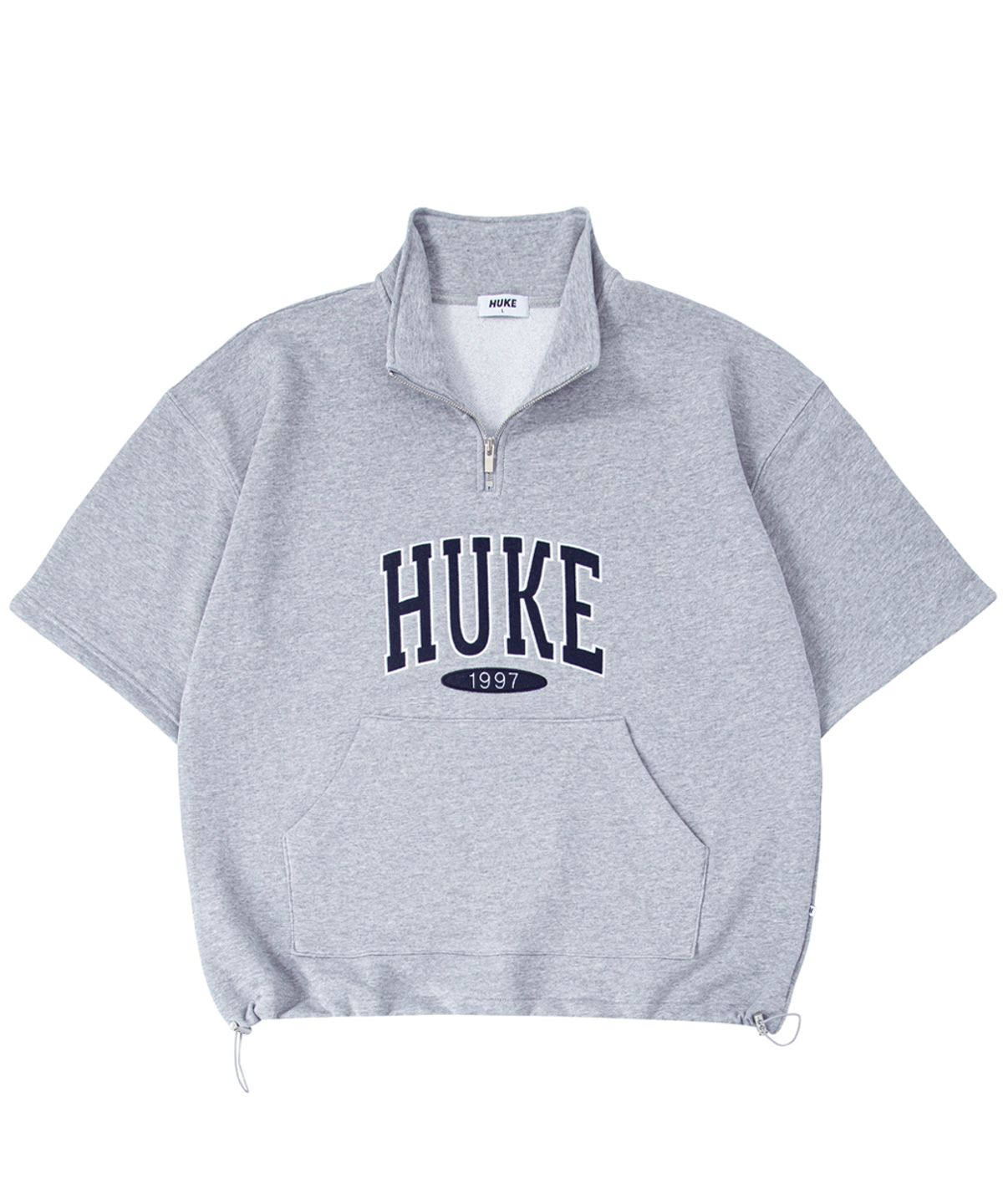 후크(HUKE) 로고 스케이트 1/2 반집업 티셔츠 (그레이)