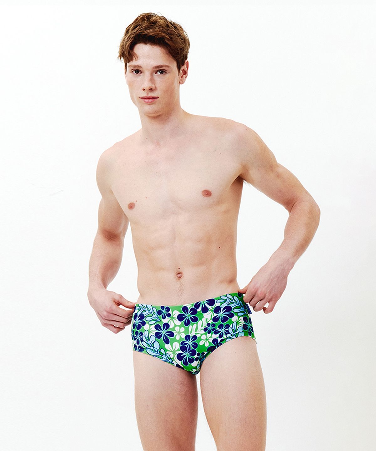 딜라잇풀(DELIGHTPOOL) Cali Hibiscus Square Leg Swimsuit - Evergreen