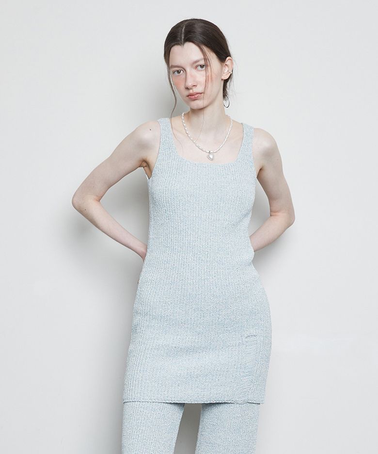 L3 DEMAGE KNIT DRESS(SKY BLUE)