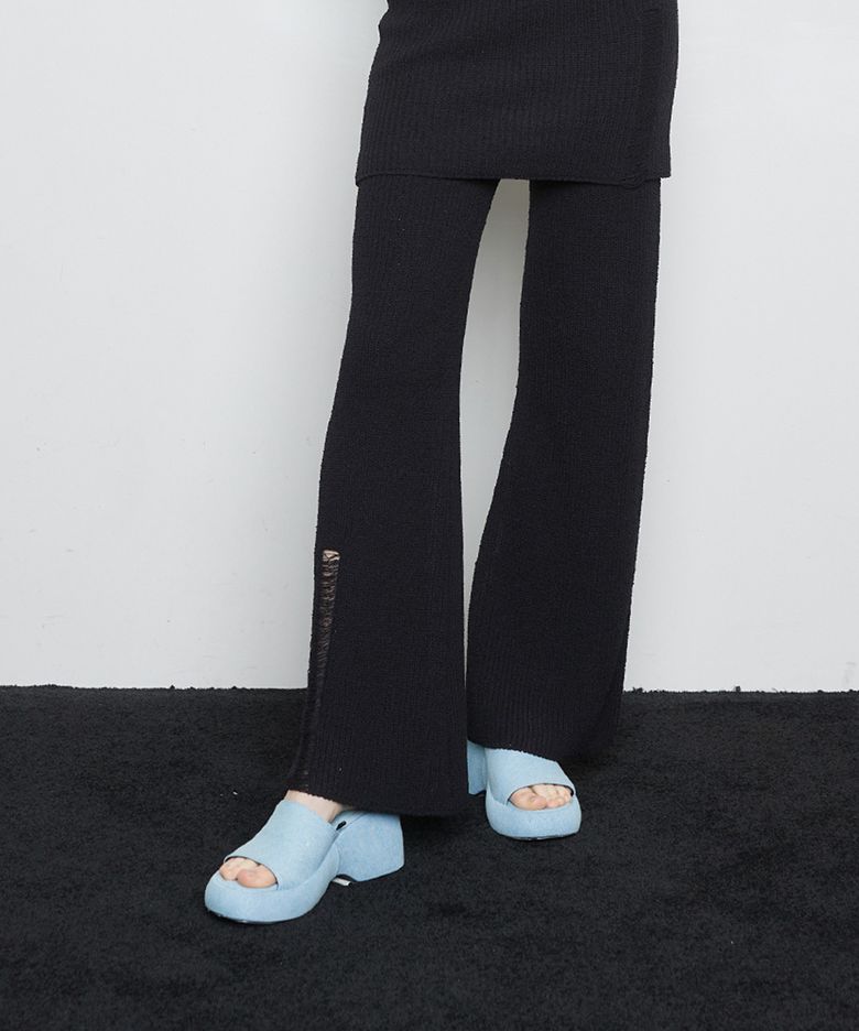 L3 DEMAGE KNIT PANTS(BLACK)