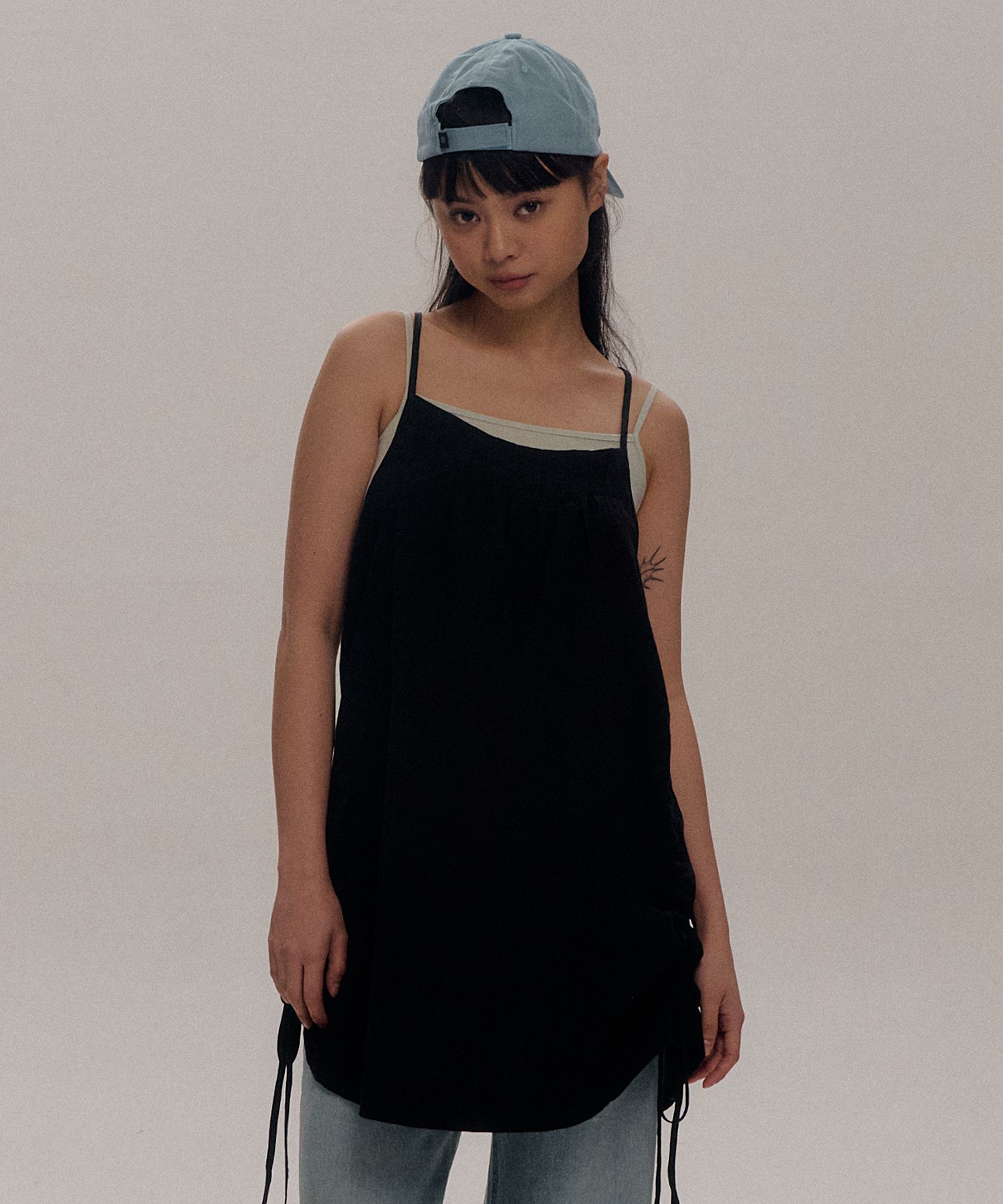 ワンピース Layered String Shirring Sleeveless Mini DressBlack MUSINSA公式 | SOME PLACE Layered String Shirring Sleeveless
