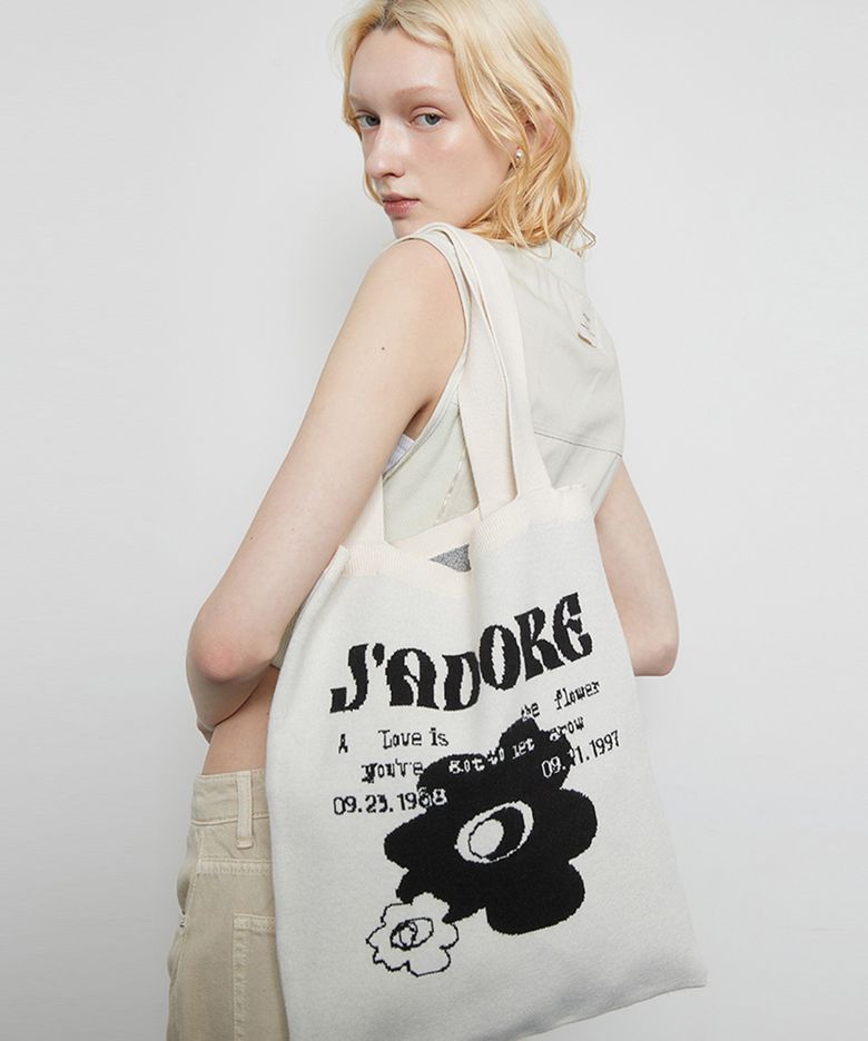 L3 JADORE FLOWER KNIT BAG(BEIGE)