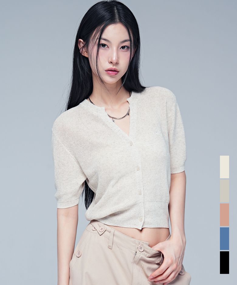 Olly Linen Like Short-Sleeve Knit - 5COL