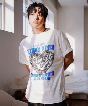 DOODLE HEART HALF T WHITE SKY