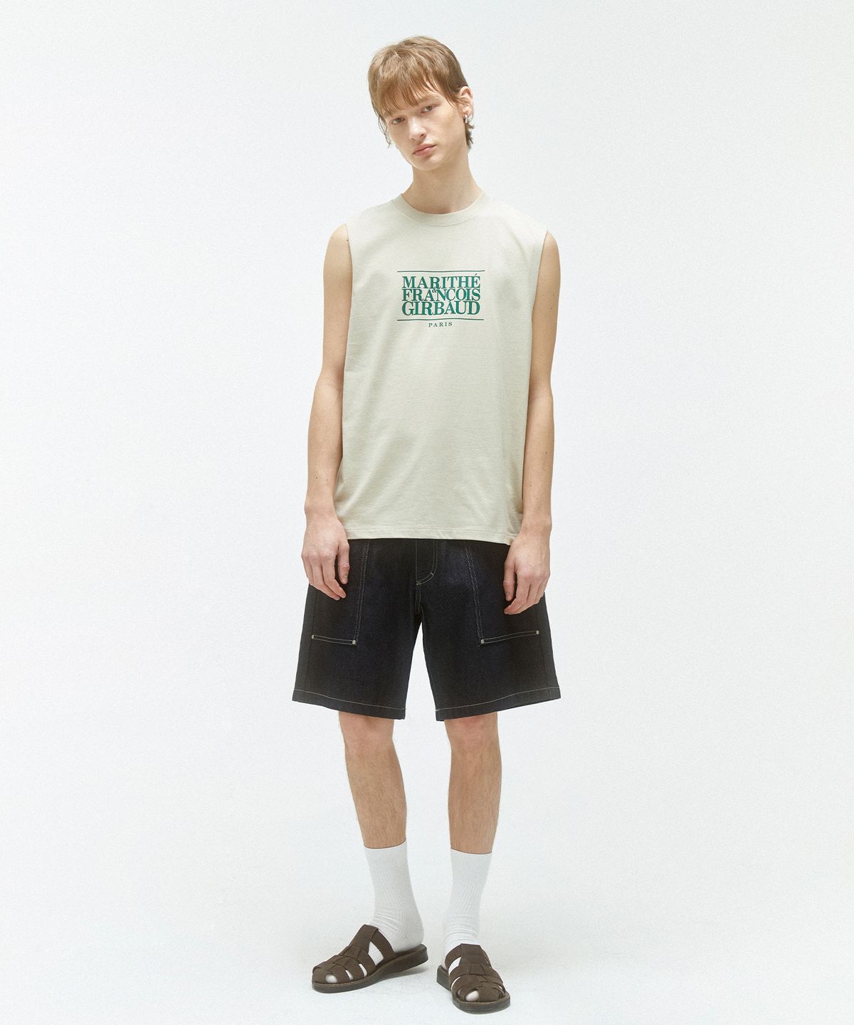 마리떼 프랑소와 저버(MARITHÉ + FRANҪOIS GIRBAUD) CLASSIC LOGO SLEEVELESS khaki beige