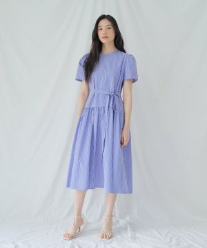CHECK LONG DRESS / DEEP BLUE