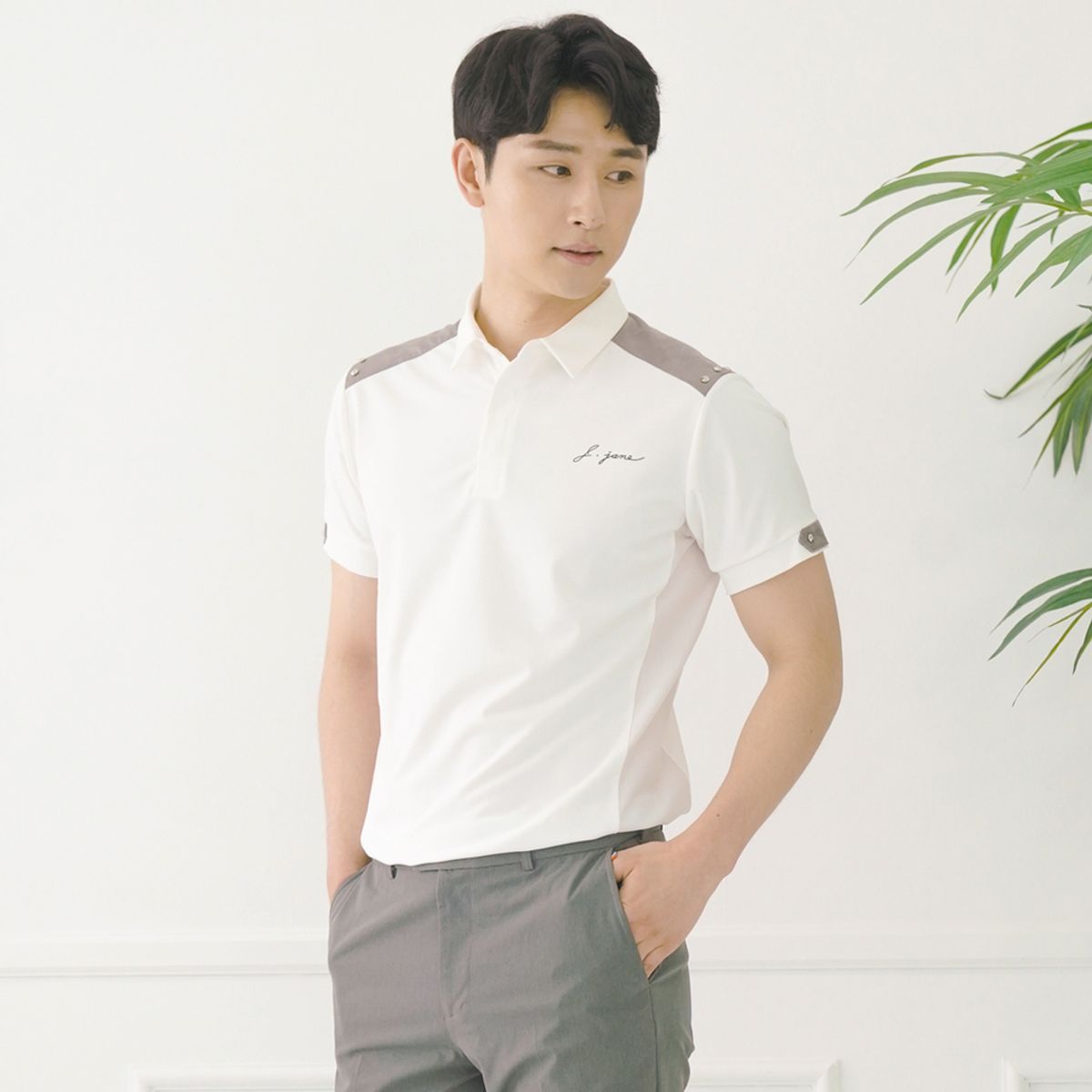 제이제인(J.JANE) 맨즈 스터드 티셔츠 (White)