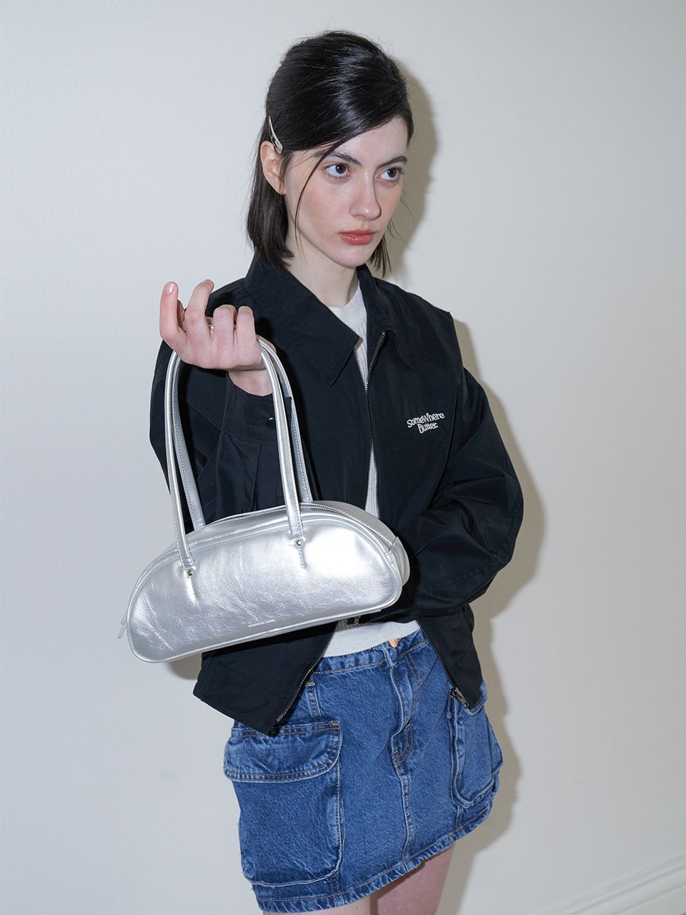 [SOMEWHERE BUTTER]★demi baguette bag MUSINSA | SOMEWHEREBUTTER demi baguette bag - silver