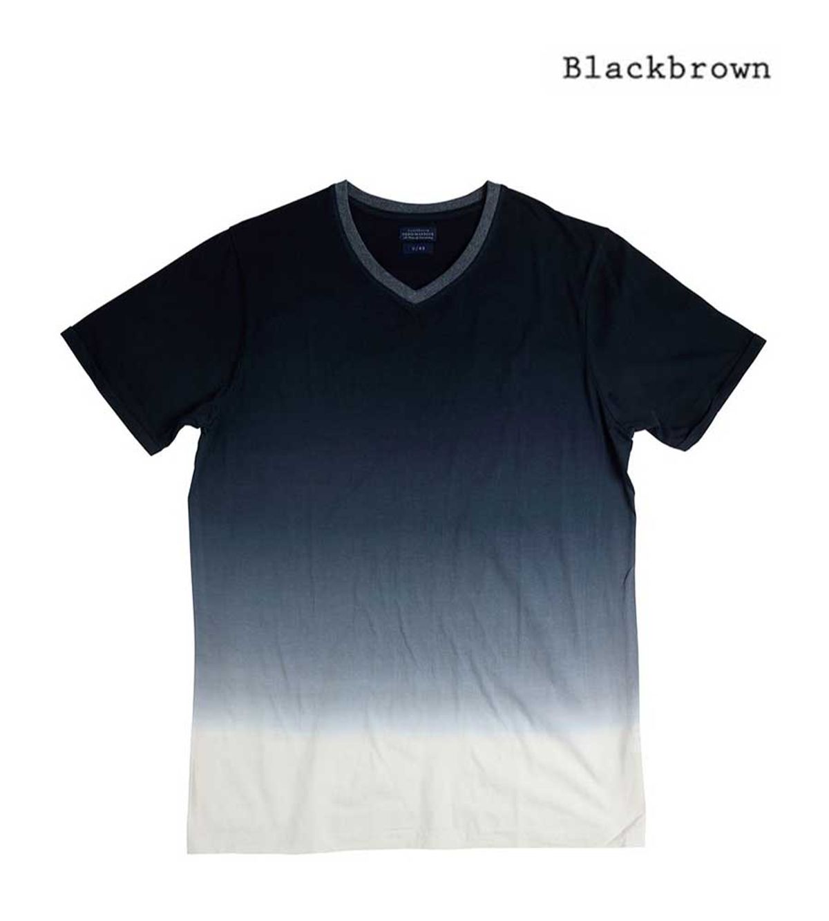 블랙브라운(BLACKBROWN) 그라데이션 브이넥 반팔 티셔츠 [NAVY]