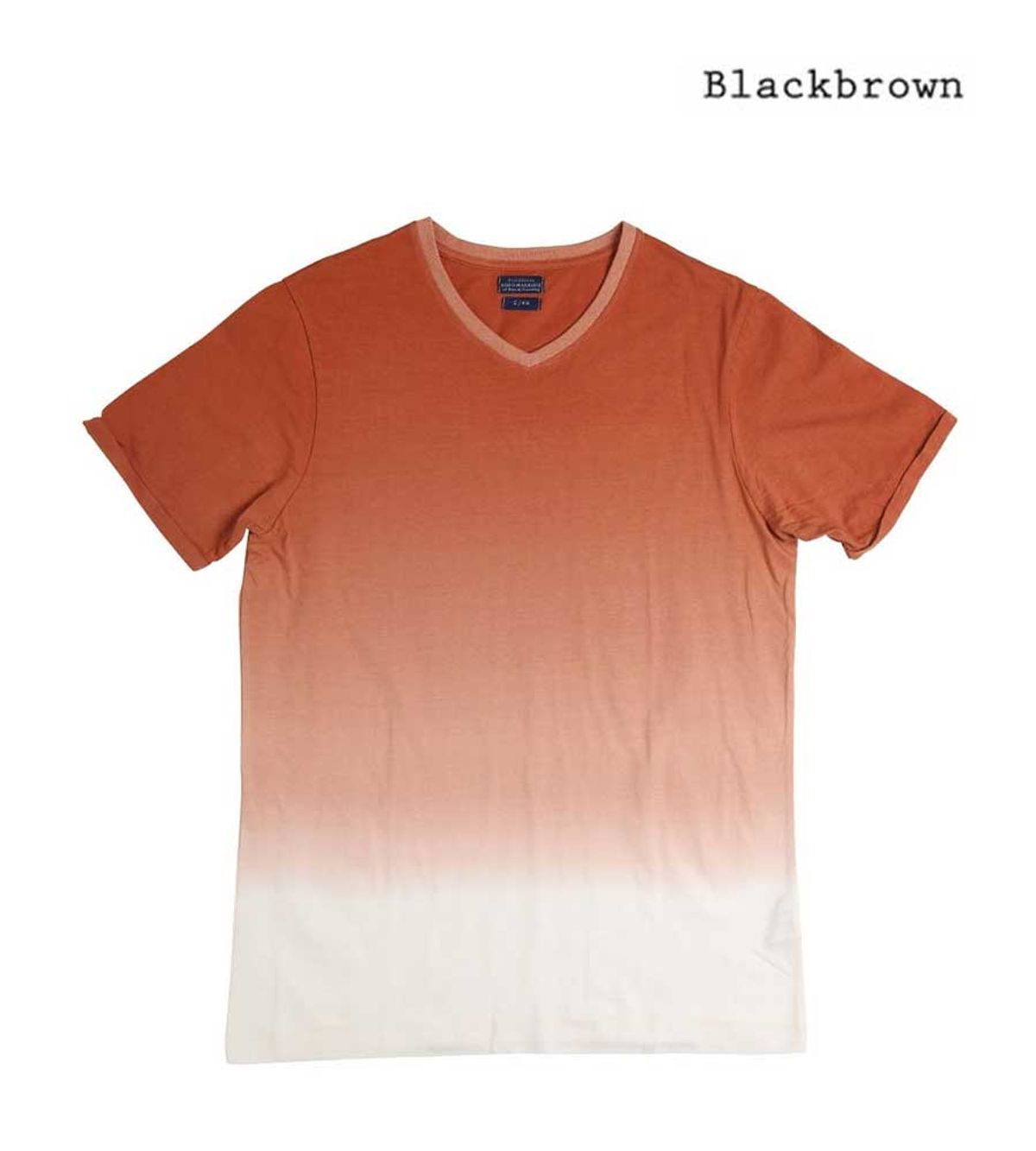 블랙브라운(BLACKBROWN) 그라데이션 브이넥 반팔 티셔츠 [CORAL]