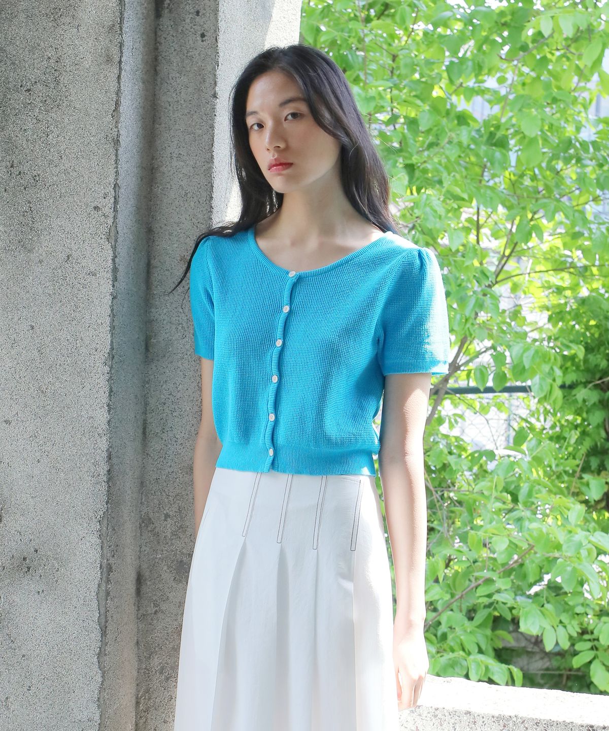 폴앤앨리스(PAUL&ALICE) CROP CARDIGAN / BLUE