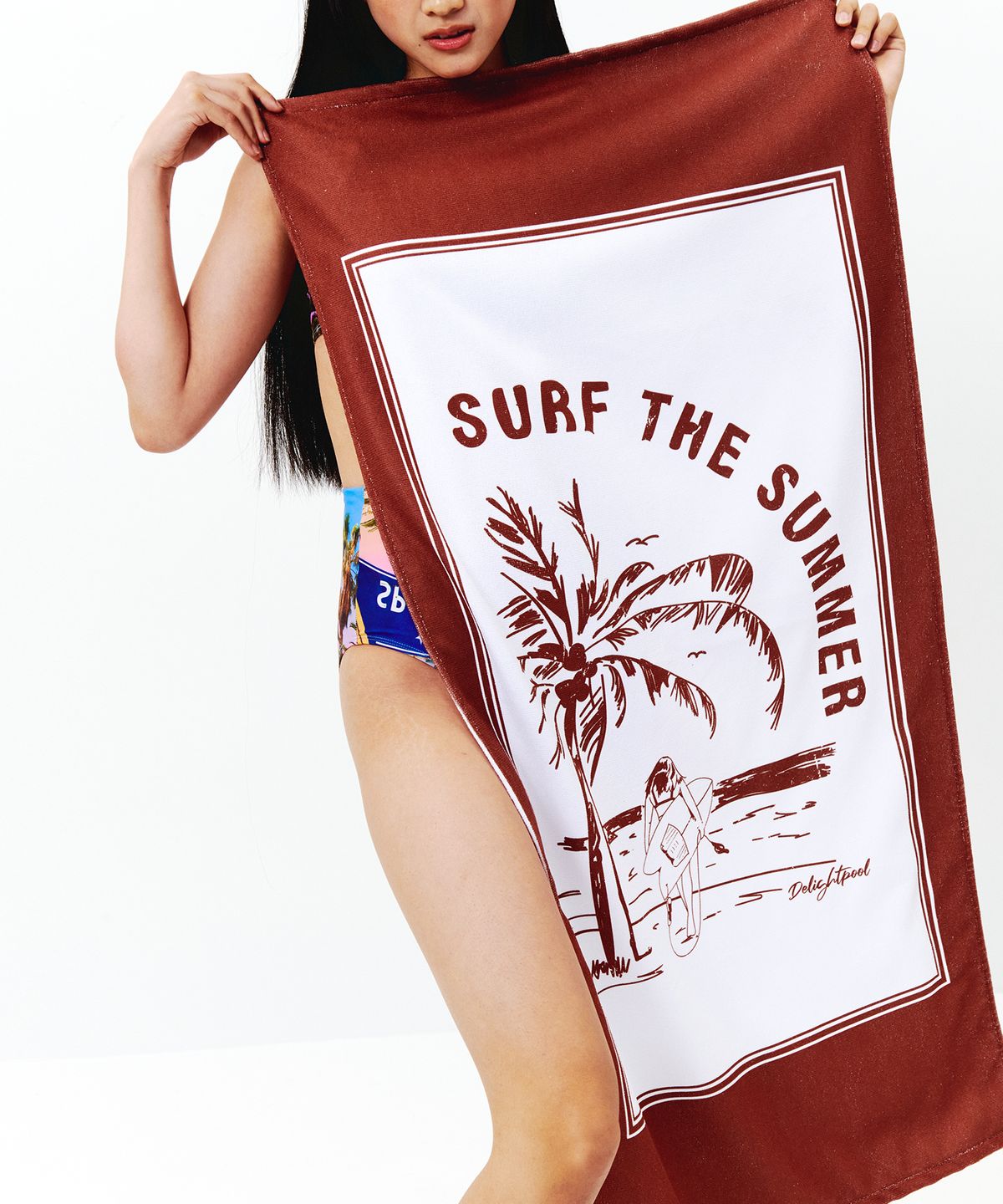 딜라잇풀(DELIGHTPOOL) Surfer girl Beach Towel - Brown