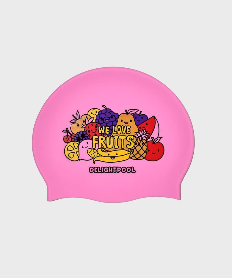 We Love Fruits Swim Cap - Pastel Pink