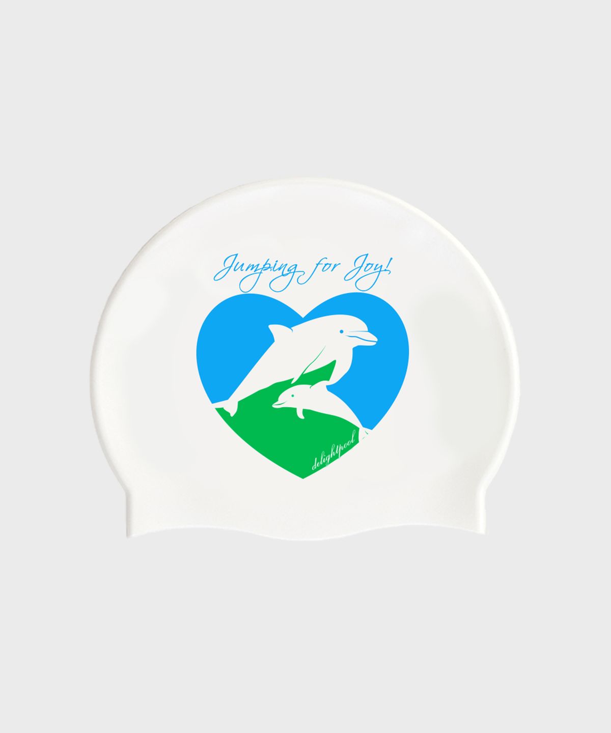 딜라잇풀(DELIGHTPOOL) Dolphin Heart Swim Cap - White