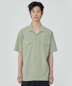 코튼 립스탑 루즈 셔츠_세이지 그린