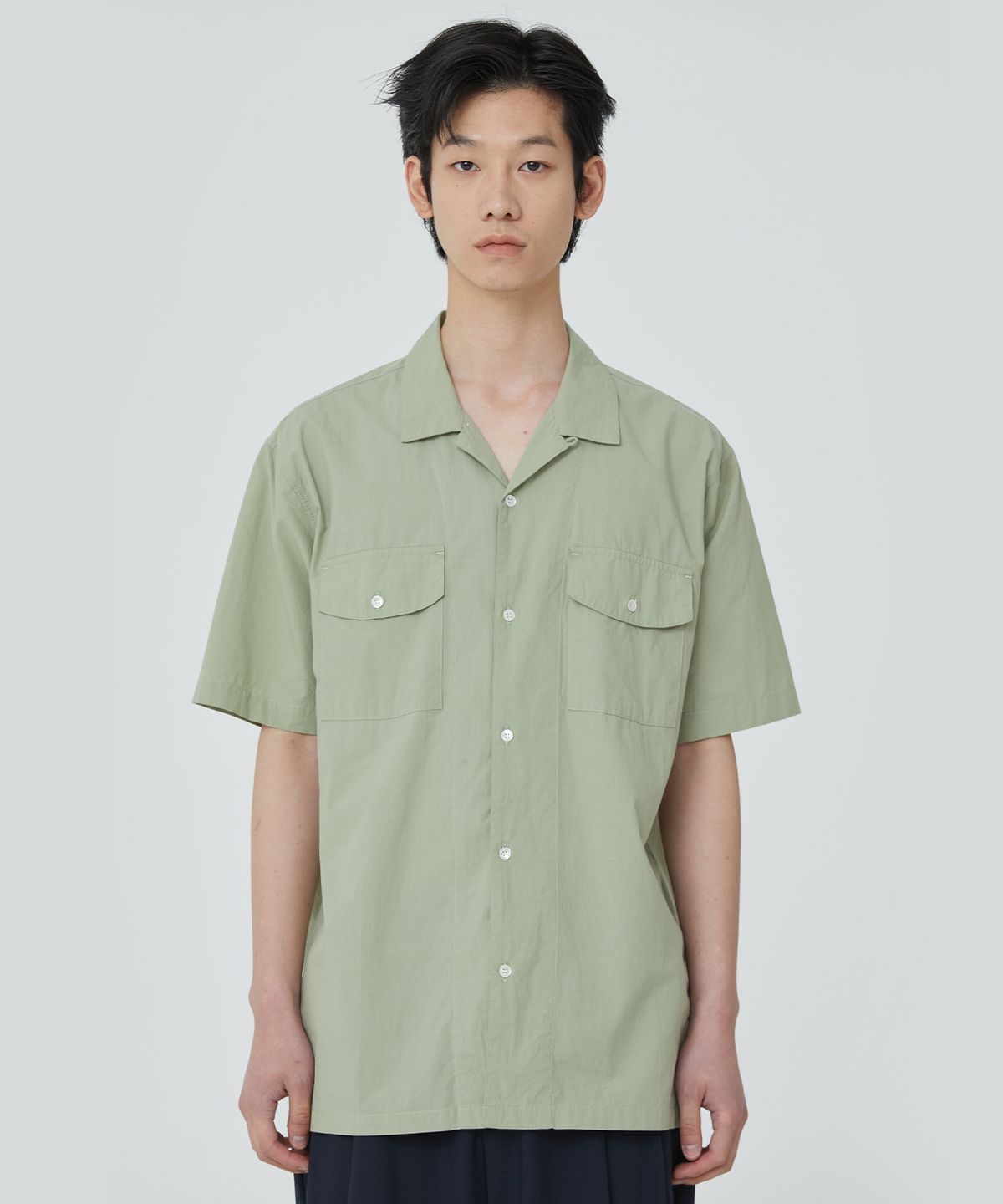 퍼블릭피겨(PUBLICFIGURE) 코튼 립스탑 루즈 셔츠_세이지 그린