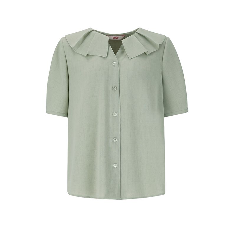 플리티드 칼라 반팔 블라우스(SZ5SS36)
