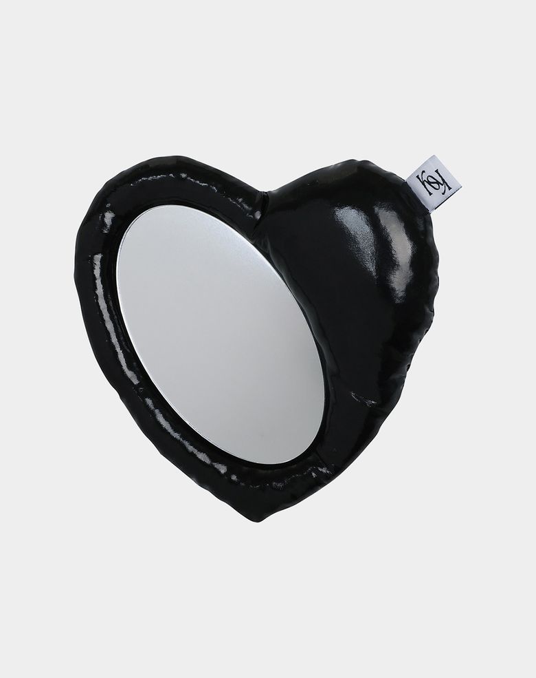 Heart hand mirror (black)