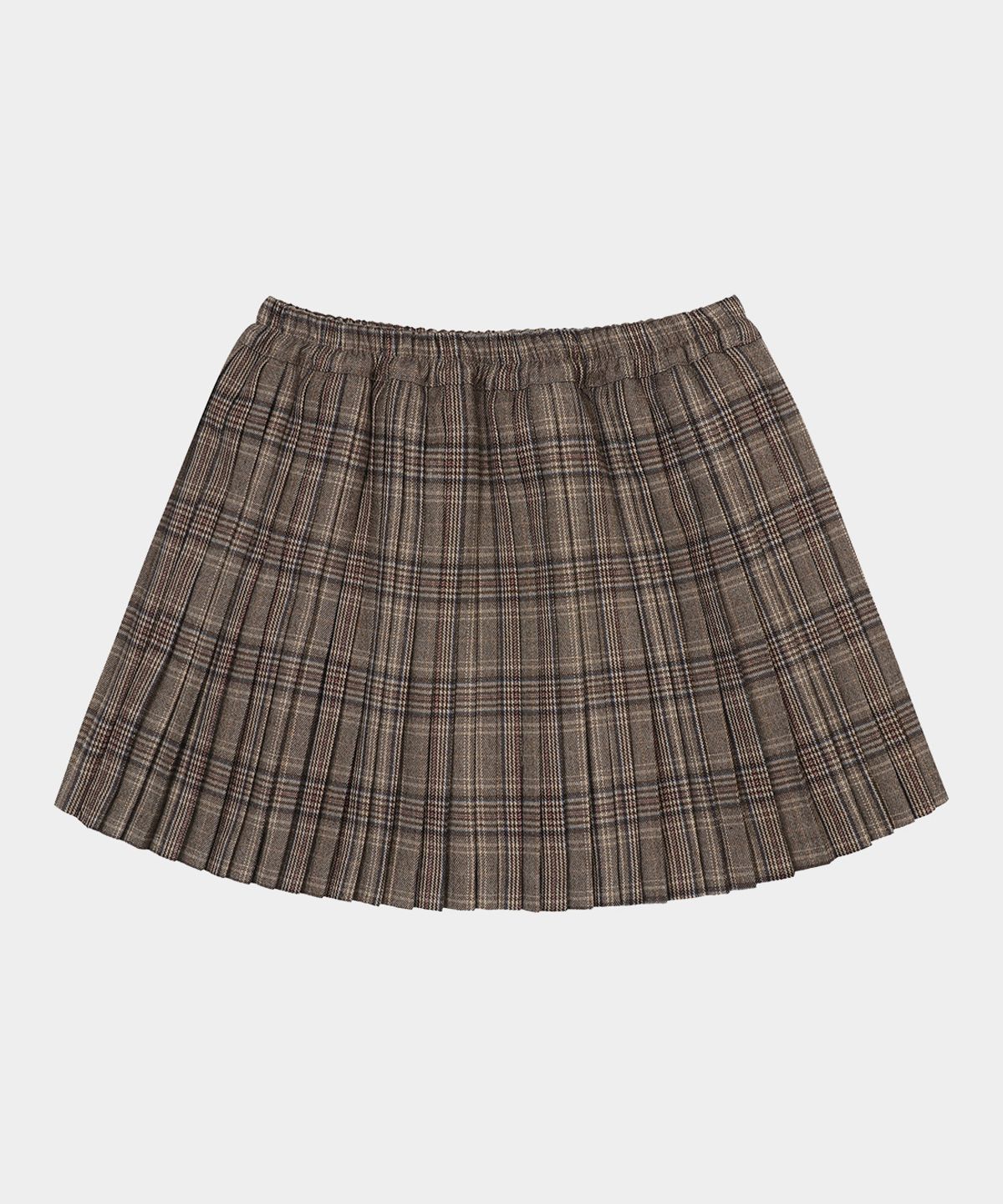 키시닝(KISYNING) Checkered pleats skirt (brown)