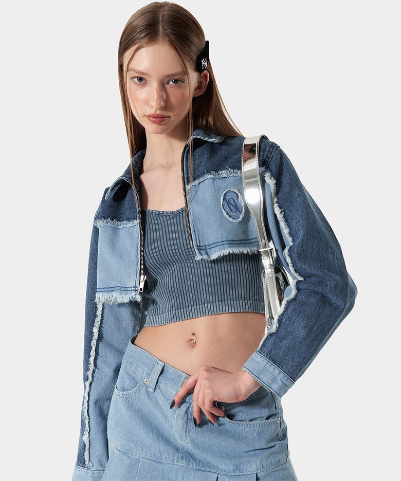 KISY logo cropped denim jacket