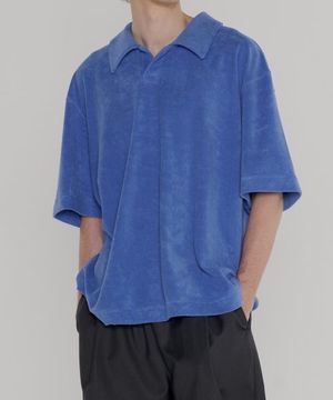 오픈 카라 테리 폴로 티셔츠 [블루]