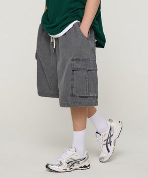 자이언트핏 카고 데님팬츠(그레이)