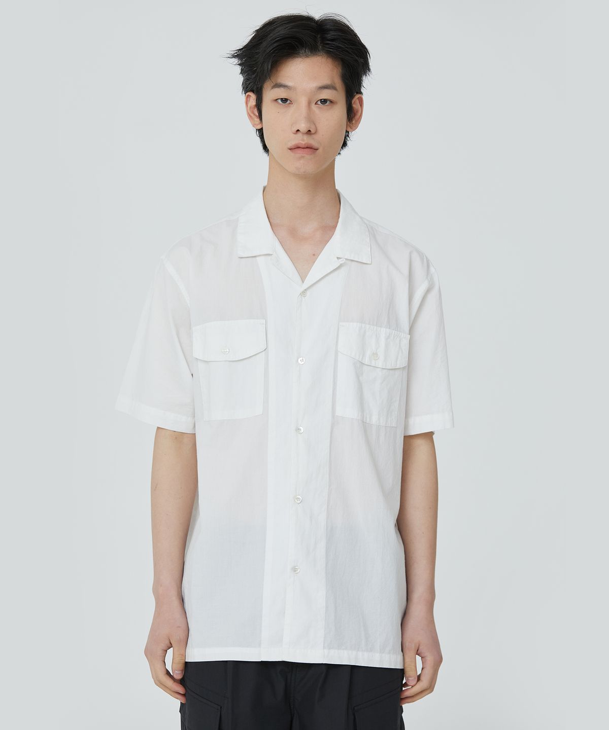 퍼블릭피겨(PUBLICFIGURE) 코튼 립스탑 루즈 셔츠_아이보리