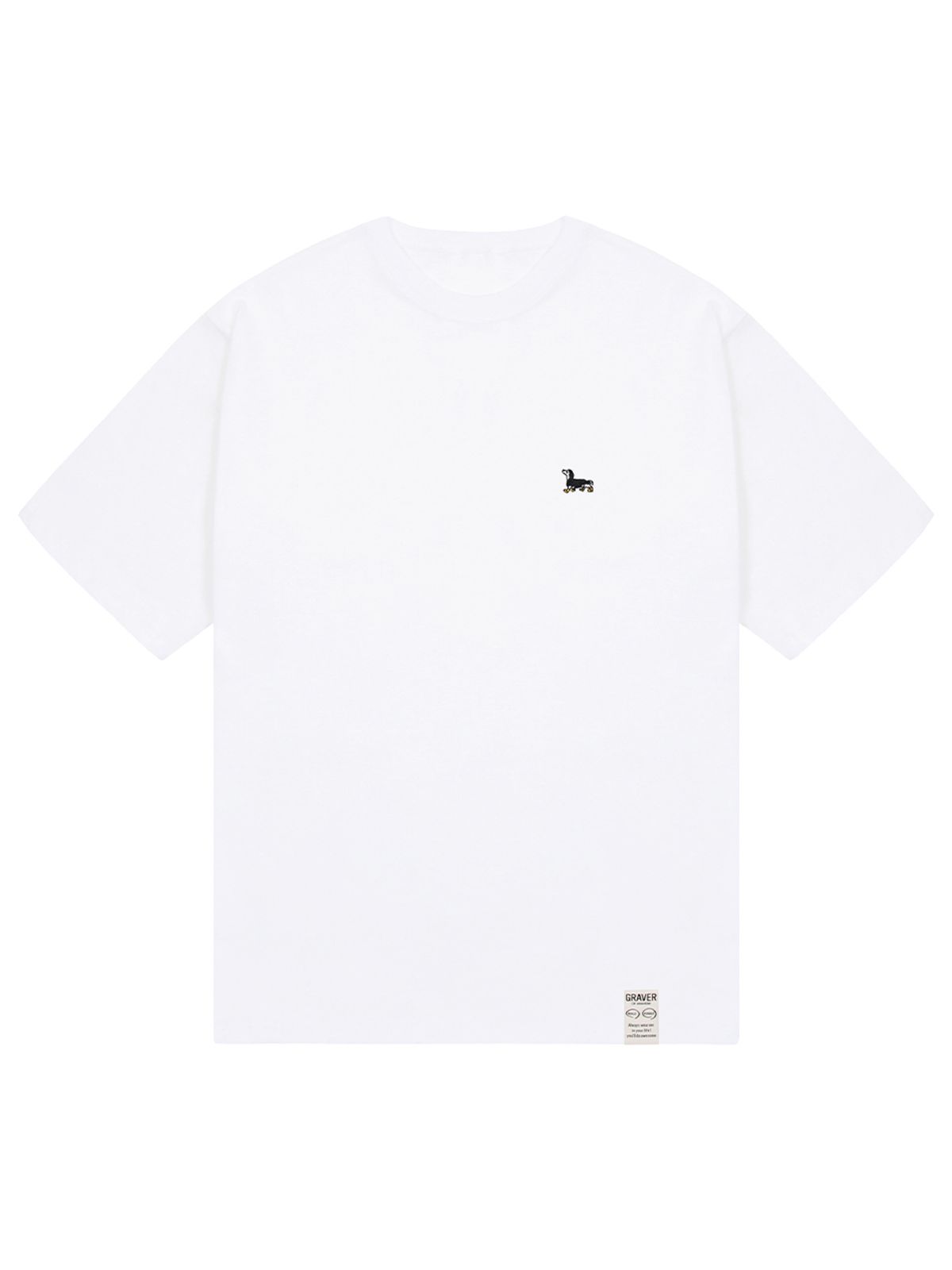 그레이버(GRAVER) [UNISEX]옐로우부츠 퍼피 자수 반팔티_ 화이트
