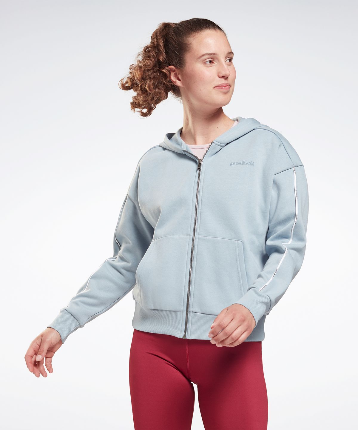 리복(REEBOK) Piping Pack 후드 집업 - 그레이 / GS9346