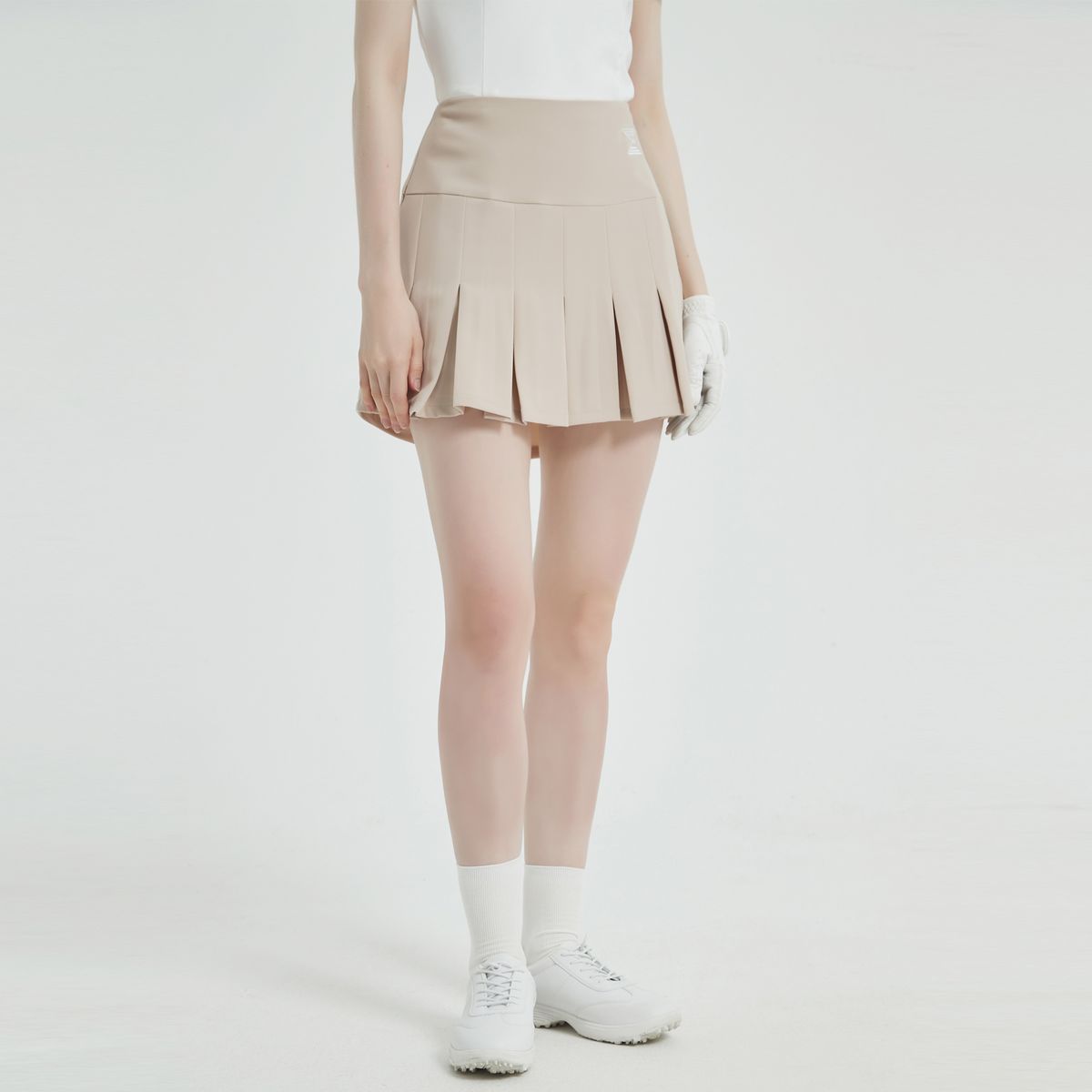 이파르카(E.PARCA) 버티칼 파우치 플리츠 스커트(베이지)