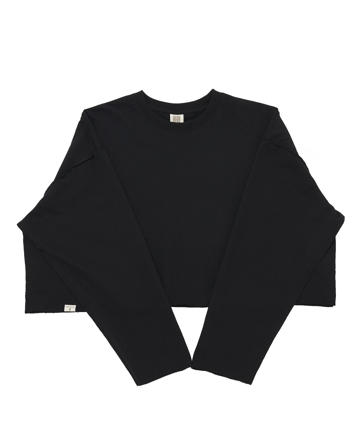 어낫띵(A NOTHING) VINTAGE P. DYEING CUT-OUT CROP-TEE (Black)