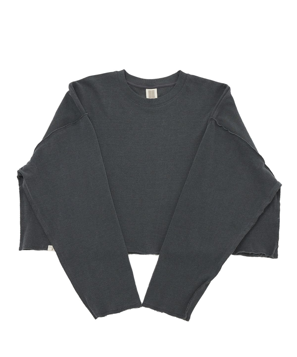 어낫띵(A NOTHING) VINTAGE P. DYEING CUT-OUT CROP-TEE (Charcoal)