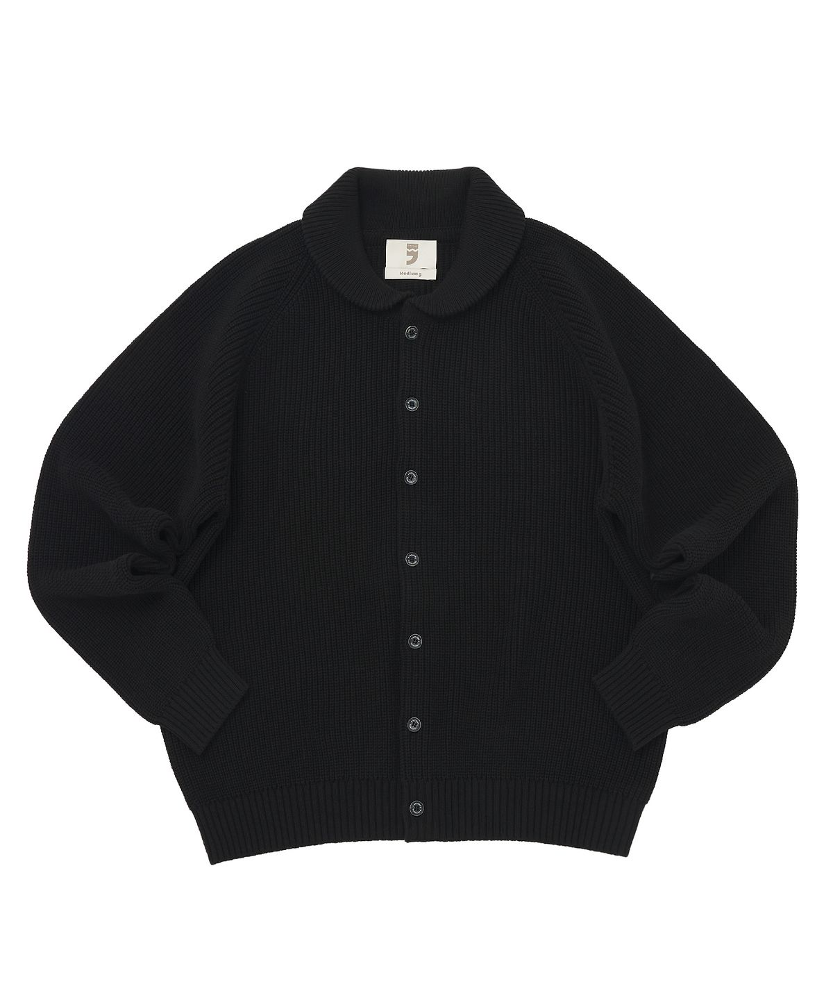 어낫띵(A NOTHING) ROUND-COLLAR 7G KNIT CARDIGAN (Black)